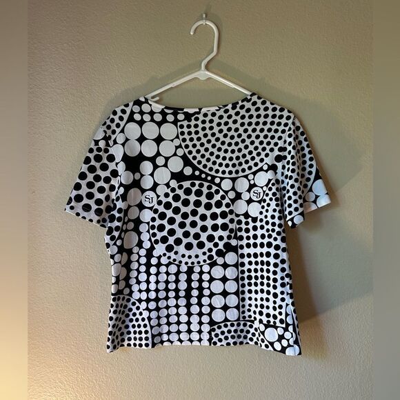 Vintage St John Sport Blue & White Polka Dot Swirl - Size Small - EUC - Picture 2 of 5